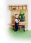 Preview: Komplettgarderobe mit einfacher Ablagereihe für Kindergarten